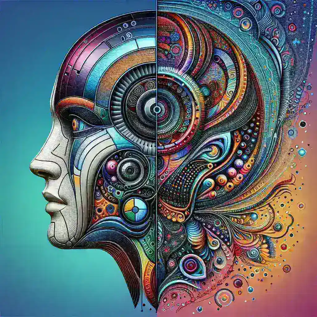 "Arte digital innovador creado con inteligencia artificial, ilustrando la transformación del diseño gráfico moderno y la revolución creativa en la era digital."