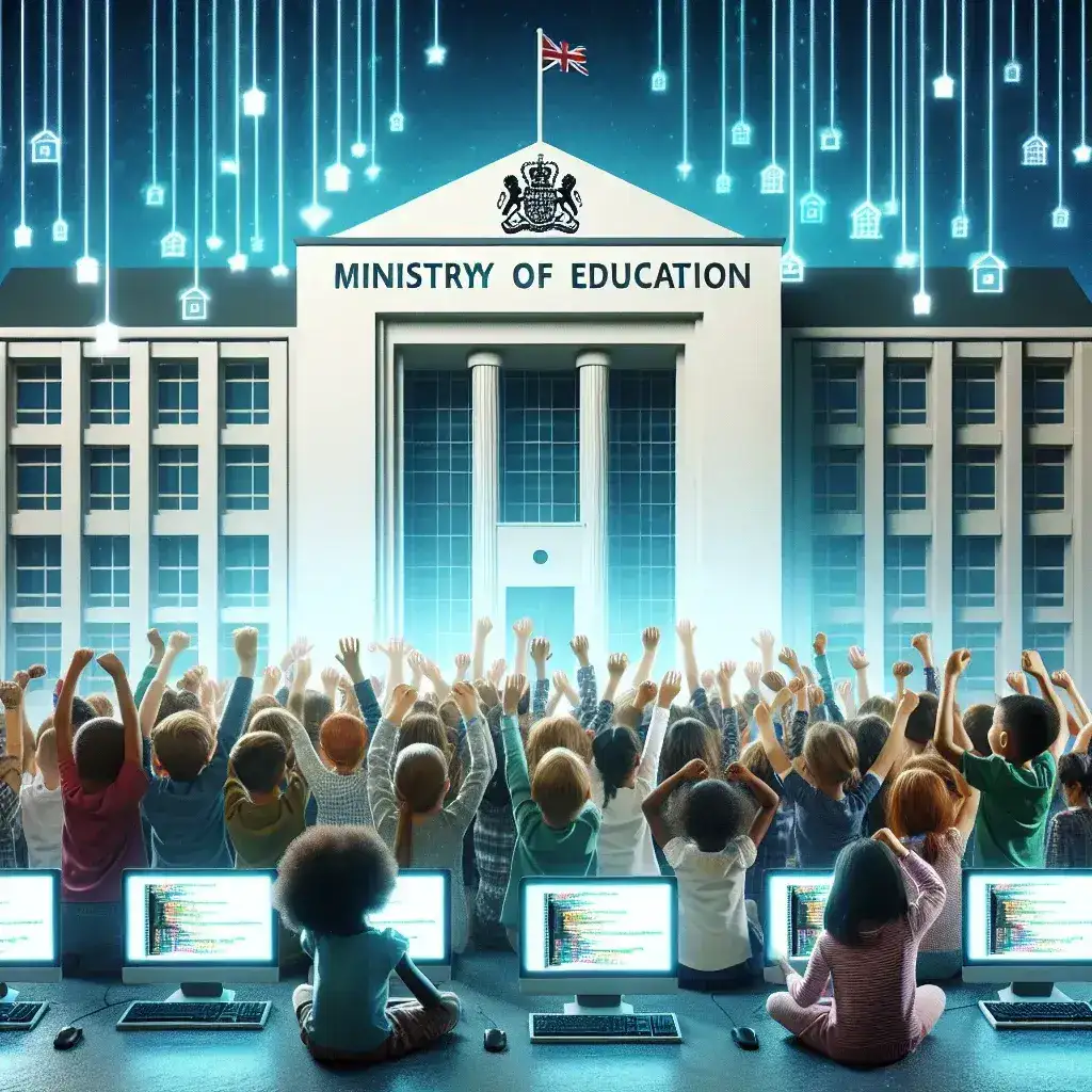 "Estudiantes de primaria en aula, aprendiendo programación como parte del nuevo plan de formación del Ministerio de Educación."